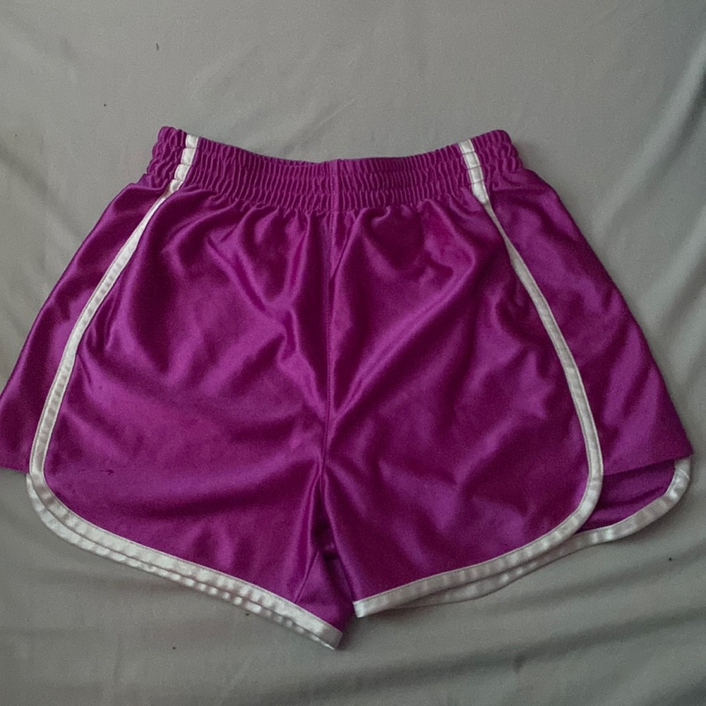 Purple and white sport shorts